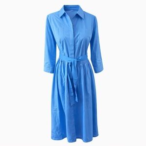 Luisa Spagnoli Blue Fit & Flare “PLEIN” Dress | Made in Italy | Size 44